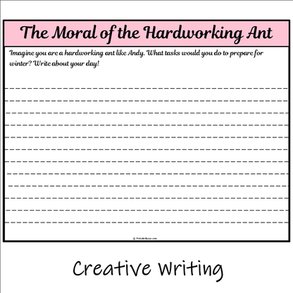 The Moral of the Hardworking Ant | Main Idea and Supporting Details Reading Passage and Questions