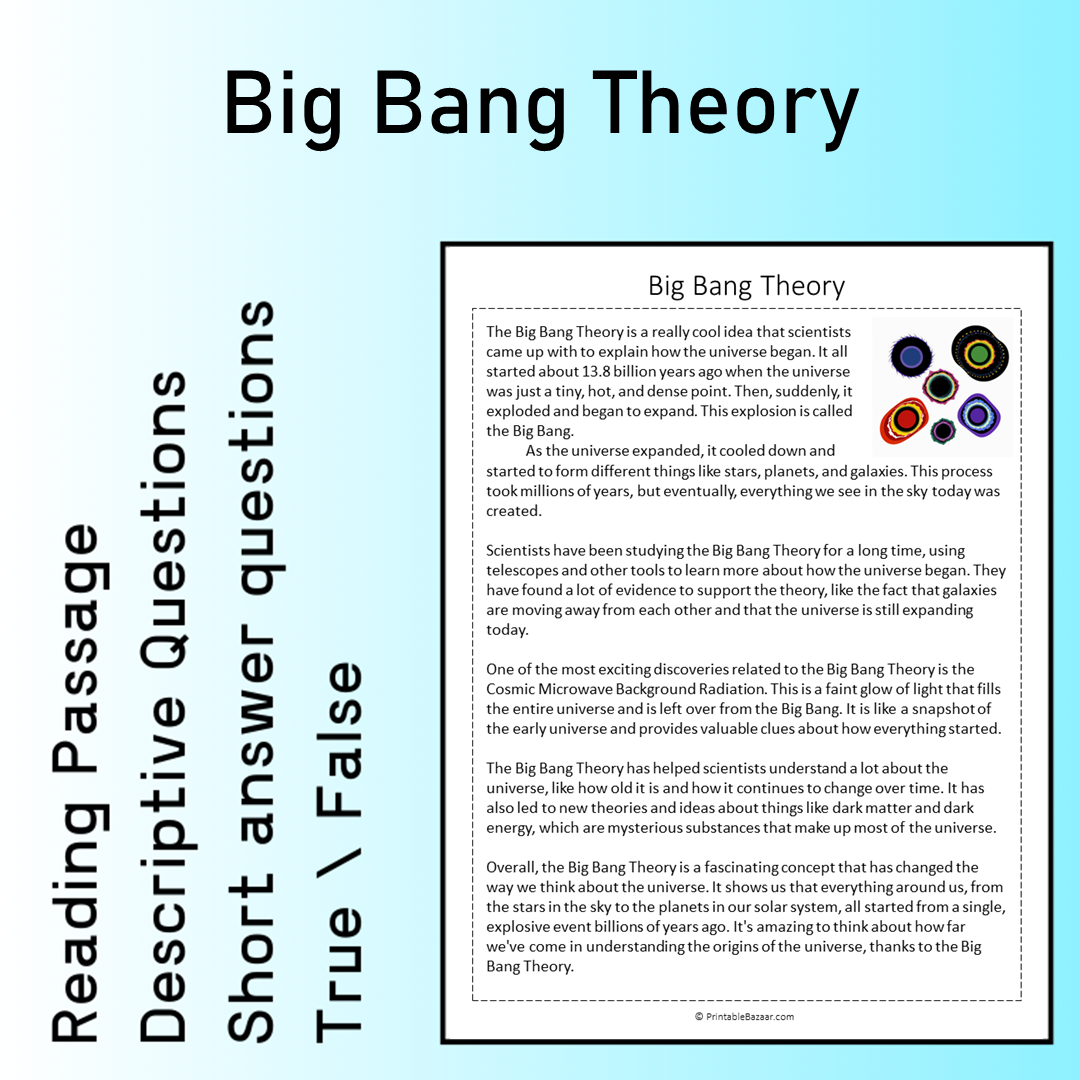 Big Bang Theory | Reading Comprehension Passage Printable Worksheet