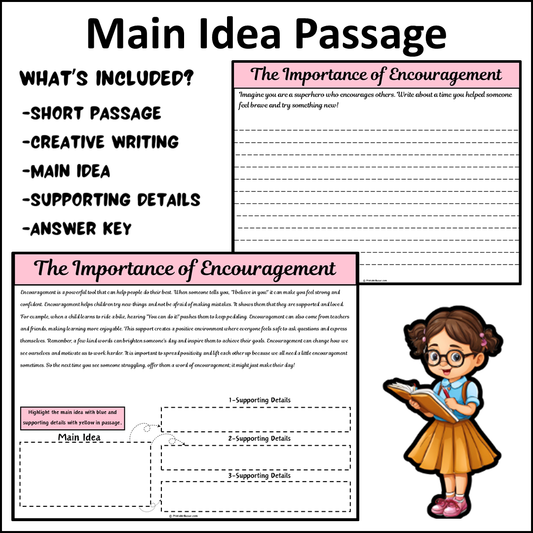 The Importance of Encouragement | Main Idea and Supporting Details Reading Passage and Questions