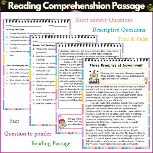 Three Branches of Government | Reading Comprehension Passage and Questions