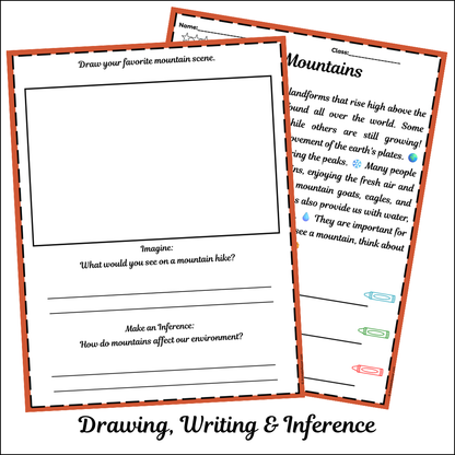 Mountains | Short Reading Comprehension Creative Worksheet