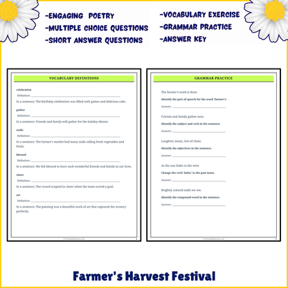 Farmer's Harvest Festival | Poem Grammar Worksheet Printable Activity