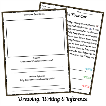 The First Car | Short Reading Comprehension Creative Worksheet