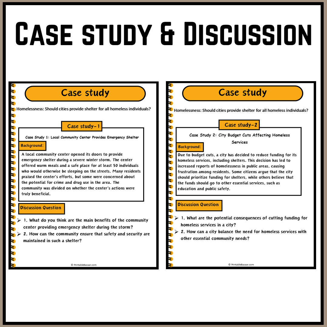 Homelessness: Should cities provide shelter for all homeless individuals? | Debate Case Study Worksheet