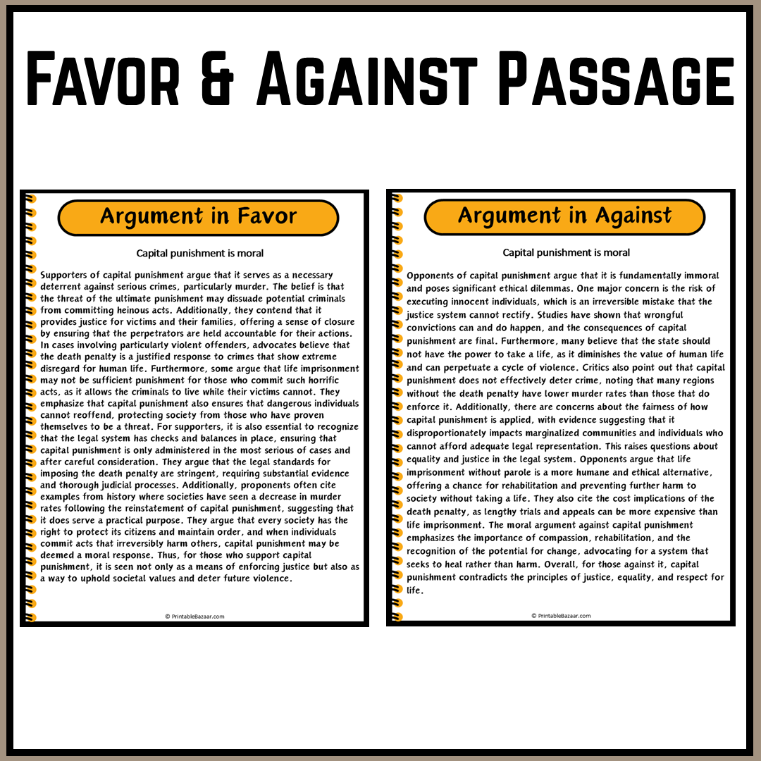 Capital punishment is moral | Debate Case Study Worksheet