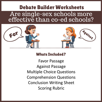 Are single-sex schools more effective than co-ed schools? | Favour and Against Worksheet Printable Activity