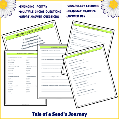 Tale of a Seed's Journey | Poem Grammar Worksheet Printable Activity