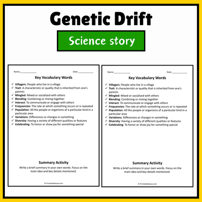 Genetic Drift | Science Story Reading Comprehension Activity