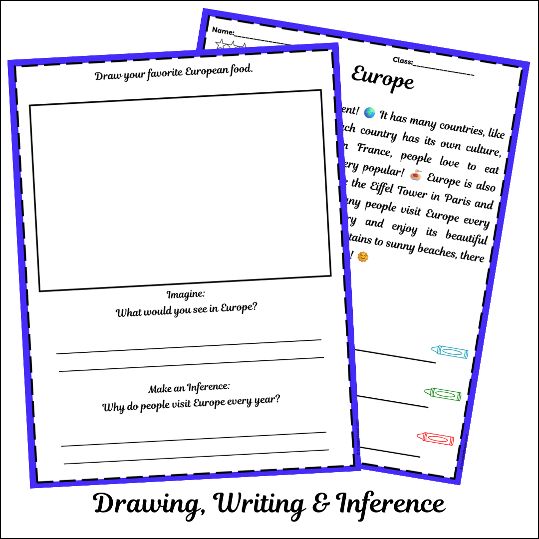 Europe | Short Reading Comprehension Creative Worksheet