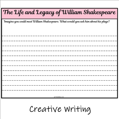 The Life and Legacy of William Shakespeare | Main Idea and Supporting Details Reading Passage and Questions