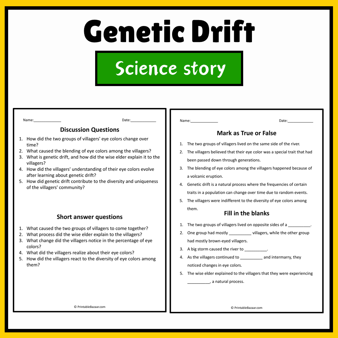 Genetic Drift | Science Story Reading Comprehension Activity