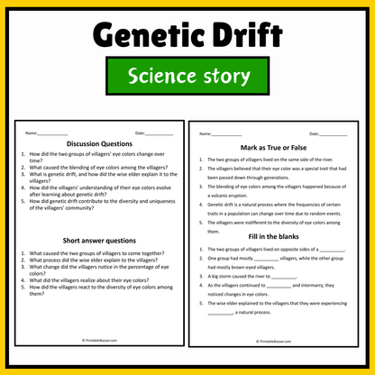 Genetic Drift | Science Story Reading Comprehension Activity