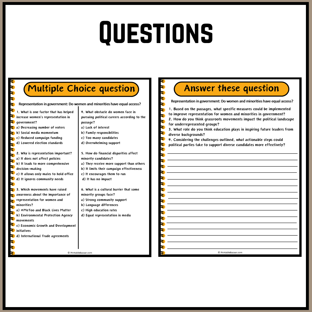 Representation in government: Do women and minorities have equal access? | Debate Case Study Worksheet