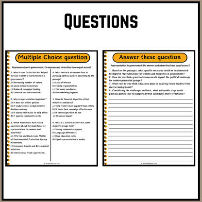 Representation in government: Do women and minorities have equal access? | Debate Case Study Worksheet