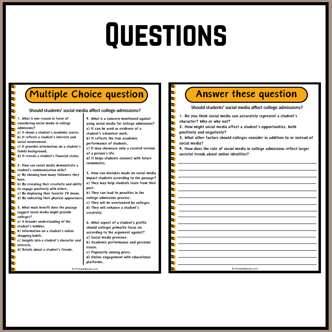 Should students' social media affect college admissions? | Debate Case Study Worksheet