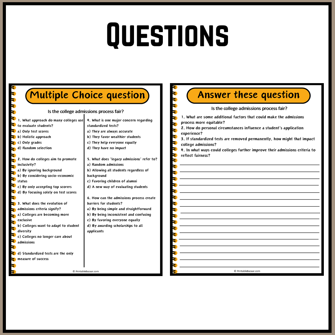 Is the college admissions process fair? | Debate Case Study Worksheet