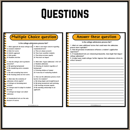 Is the college admissions process fair? | Debate Case Study Worksheet