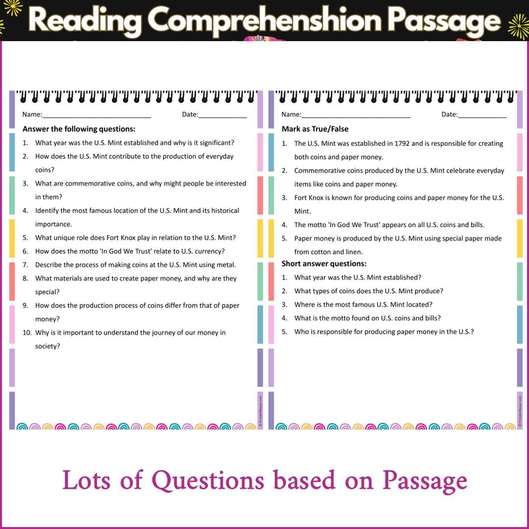 U. S. Mint and Money | Reading Comprehension Passage and Questions