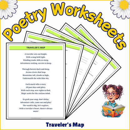 Traveler's Map | Poem Grammar Worksheet Printable Activity