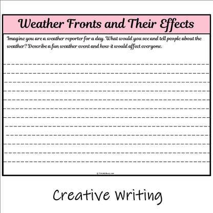 Weather Fronts and Their Effects | Main Idea and Supporting Details Reading Passage and Questions