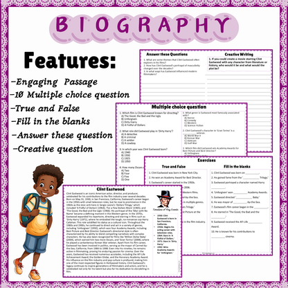 Clint Eastwood | Biography Reading Comprehension and Questions Worksheet