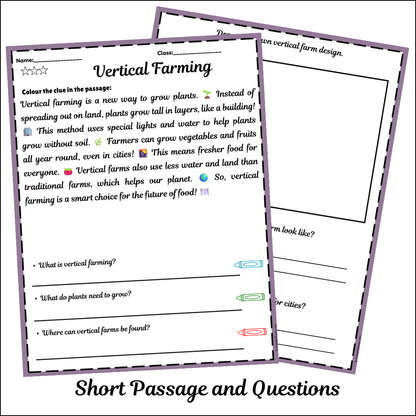 Vertical Farming | Short Reading Comprehension Creative Worksheet