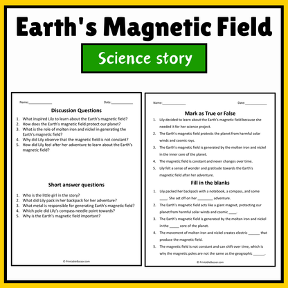 Earth's Magnetic Field | Science Story Reading Comprehension Activity