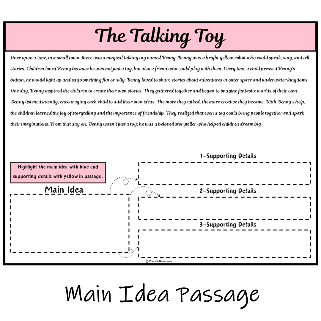 The Talking Toy | Main Idea and Supporting Details Reading Passage and Questions