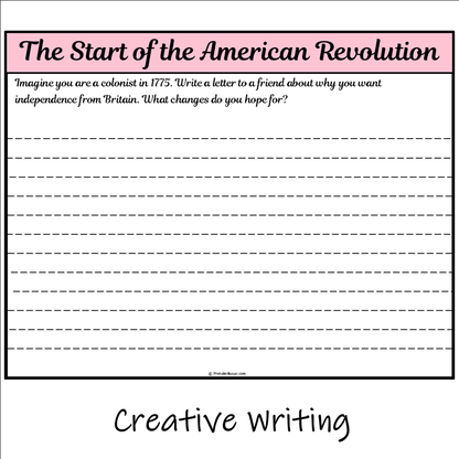 The Start of the American Revolution | Main Idea and Supporting Details Reading Passage and Questions