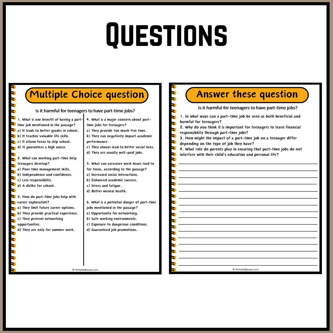 Is it harmful for teenagers to have part-time jobs? | Debate Case Study Worksheet