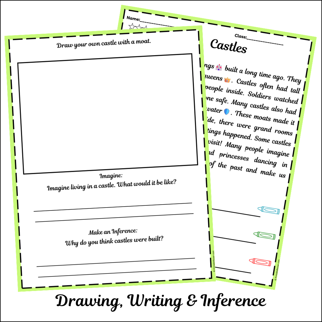 Castles | Short Reading Comprehension Creative Worksheet