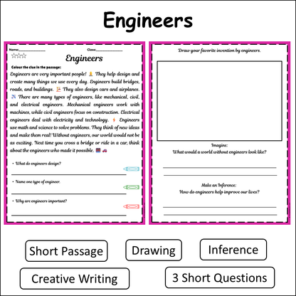 Engineers | Short Reading Comprehension Creative Worksheet