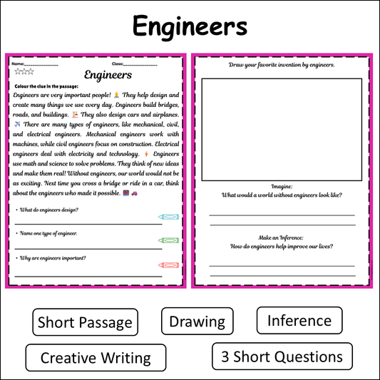 Engineers | Short Reading Comprehension Creative Worksheet