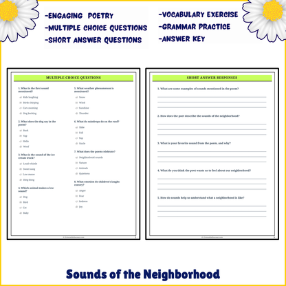 Sounds of the Neighborhood | Poem Grammar Worksheet Printable Activity