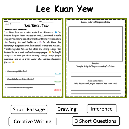 Lee Kuan Yew | Short Reading Comprehension Creative Worksheet