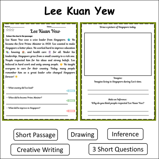 Lee Kuan Yew | Short Reading Comprehension Creative Worksheet