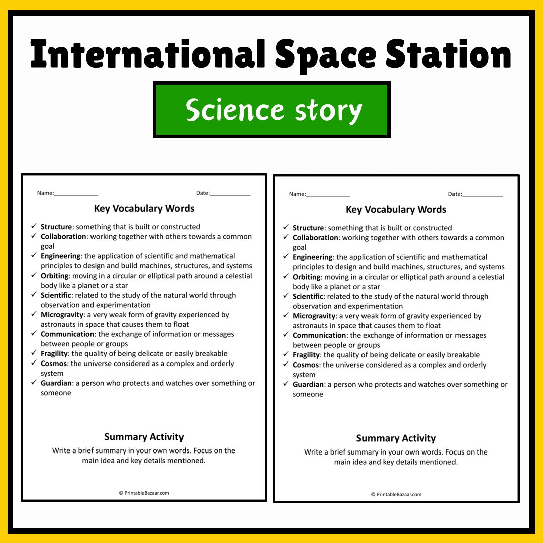 International Space Station | Science Story Reading Comprehension Activity