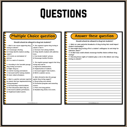 Should schools be allowed to drug test students? | Debate Case Study Worksheet