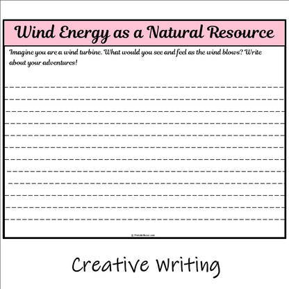 Wind Energy as a Natural Resource | Main Idea and Supporting Details Reading Passage and Questions