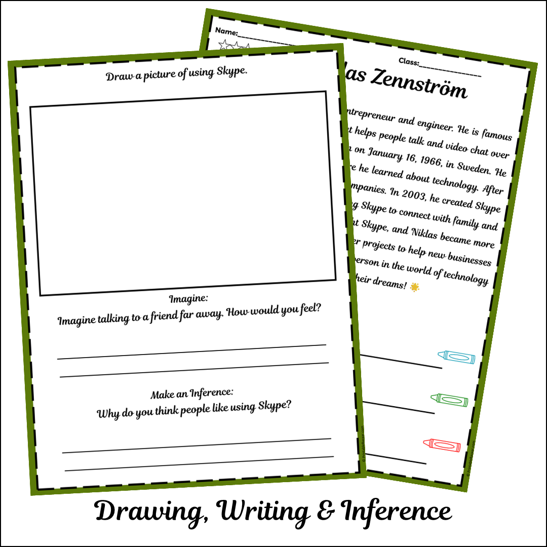 Niklas Zennström | Short Reading Comprehension Creative Worksheet