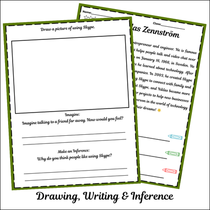 Niklas Zennström | Short Reading Comprehension Creative Worksheet