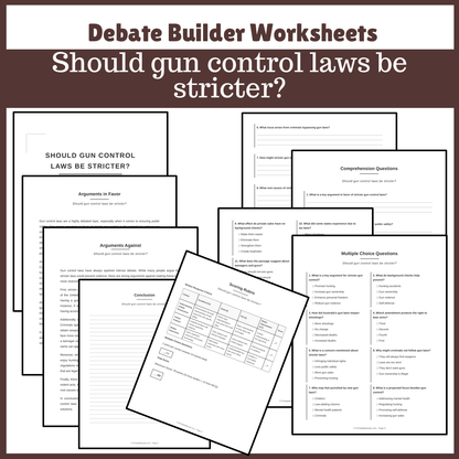 Should gun control laws be stricter? | Favour and Against Worksheet Printable Activity