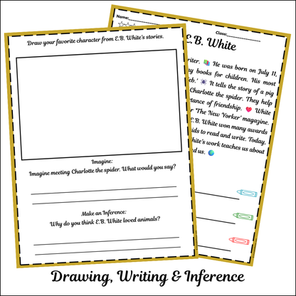 E.B. White | Short Reading Comprehension Creative Worksheet