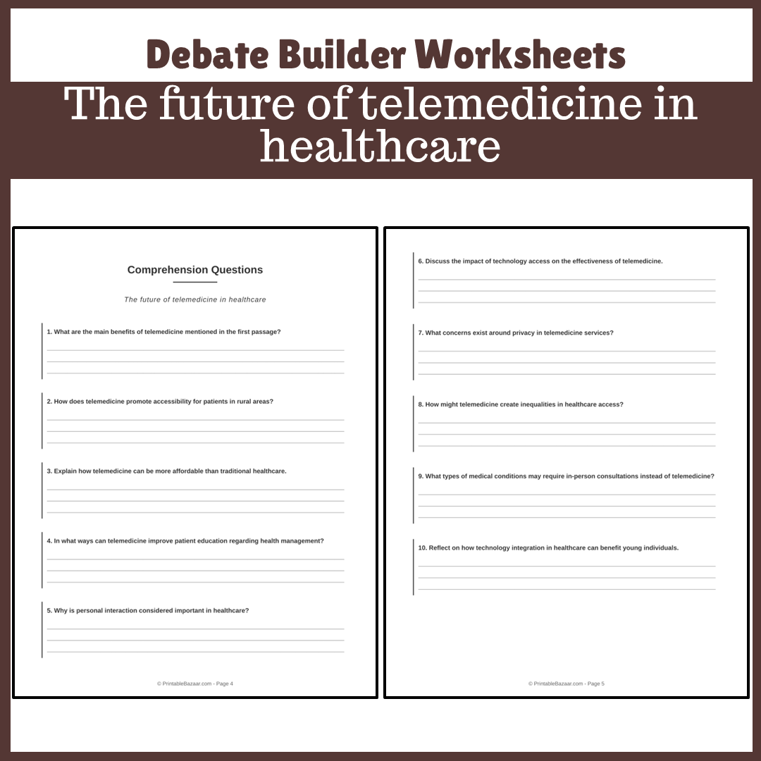 The future of telemedicine in healthcare | Favour and Against Worksheet Printable Activity