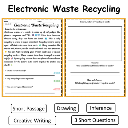 Electronic Waste Recycling | Short Reading Comprehension Creative Worksheet