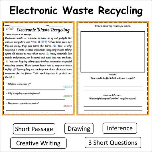 Electronic Waste Recycling | Short Reading Comprehension Creative Worksheet