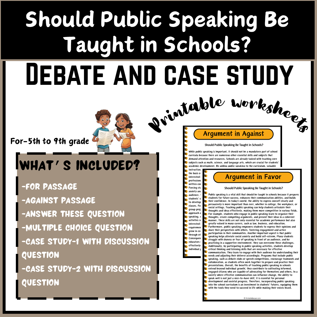 Should Public Speaking Be Taught in Schools? | Debate Case Study Worksheet