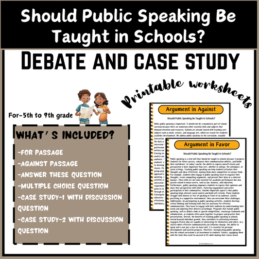 Should Public Speaking Be Taught in Schools? | Debate Case Study Worksheet