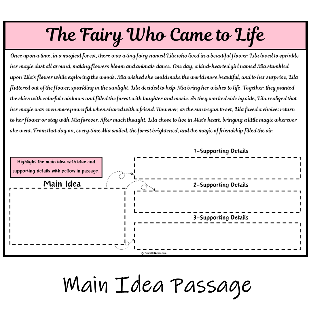 The Fairy Who Came to Life | Main Idea and Supporting Details Reading Passage and Questions