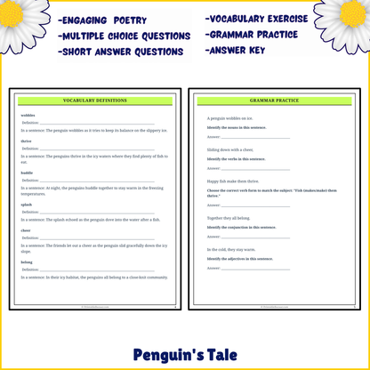 Penguin's Tale | Poem Grammar Worksheet Printable Activity